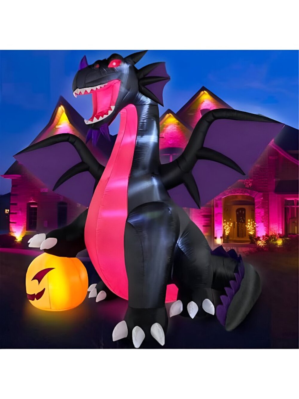 9FT Halloween Inflatable Dominating Dragon with Pumpkin Decoration